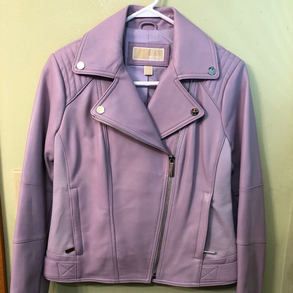 Michael Kors purple leather jacket. NWT never worn.